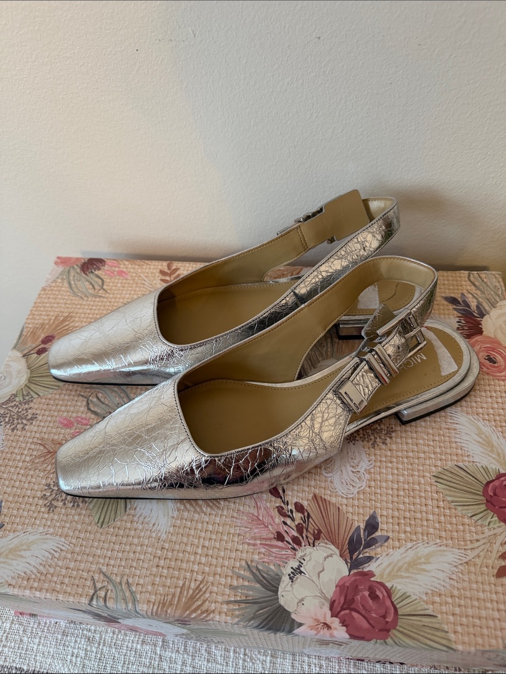 Michael Kors Silver Slingback Flats